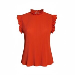 TCEC Orange Pleated Mock Neck Ruffle Sleeve Top  Size Medium